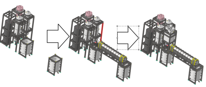 CGS module assembly sequence showing the vessels and regeneration equipment being connected